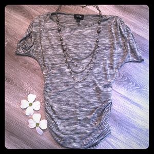 Sexy and soft metallic silver sweater top